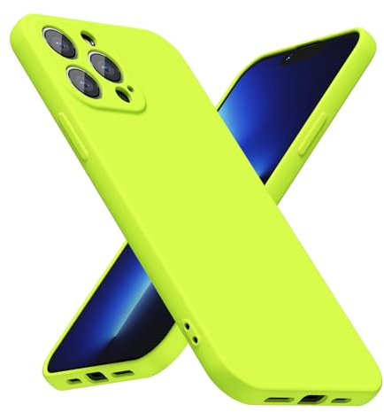 LoeoeL for iPhone 13 Pro Max Phone Case Silicone, Fluorescent Neon Lime Green Bright Color Matte TPU, Minimalist Ultra Thin Slim Soft Rubber Gel Girly Cute Case for Women Men, Camera Cover Protection