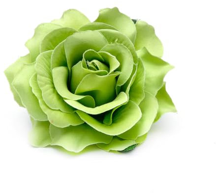 Wisafory 10 Stück Künstliche Blumenköpfe Rosen Blütenköpfe RosenKöpfe Kunst Blumen Rosen Köpfe Kunstblumen Rosen Seidenblumen Dekoration für Hochzeit Party DIY Basteln 11 cm Grün