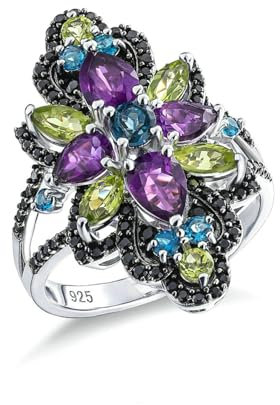 Stfery Verlobungsring Damen 925 Ringe für Damen Tropfen Amethyst Verlobungsring Damen