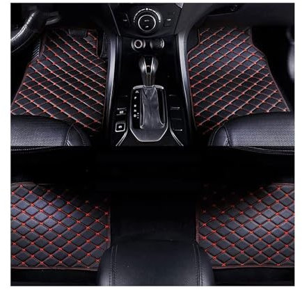 WERTYUV Auto Fußmatten, für BMW 3er E36 Cabrio Bj.1993-2000 Geruchlos Allwetterschutz Anti Rutsch Wasserdicht Zubehör Innen Fussmatten Auto Aus Leder,A-Black-Red