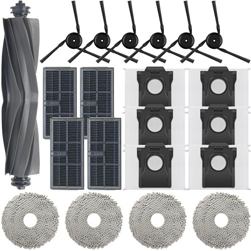 Bluearks 23 piezas de repuesto para Dreame X40 Ultra/L40 Ultra/MOVA P10 Pro Ultra Kit de accesorios para aspiradora, 1 cepillo principal, 6 almohadillas de fregona, 4 filtros Hepa, 6 cepillos