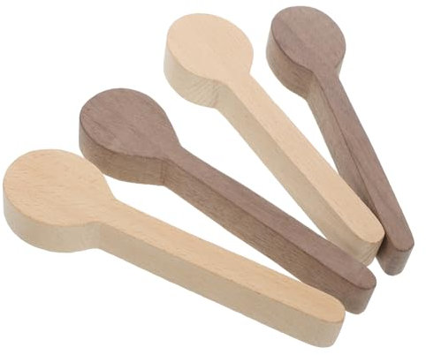 Lurrose 4pcs Wooden Spoon DIY Kit Unfinished Spoons for Weaning Mixing Serving
