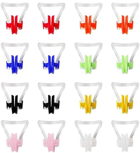 JCKD 16 PCS Swim Nose Clip, Silicone plongée Nose Clip, Clip de Nez imperméable, adapté pour Unisexe, Adultes, Enfants, débutants, nageurs Professionnels