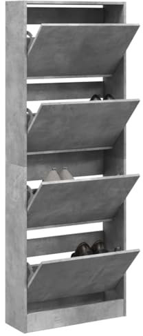 Lauuoeriau Scarpiera grigio cemento 60x21x163,5 cm Legno Ingegnerizzato