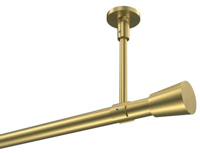 INTERDECO Vorhangstange (Deckenmontage) 20 mm Ø Gardinenstange Messing-Optik Typ 10194633 AZA, 220 cm