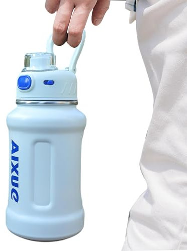 Uoqpty Botella de agua aislada de boca ancha, botella de agua fría y caliente de 20 onzas, termo de agua deportiva de acero inoxidable con popote y asa de transporte para el hogar, coche, té helado o