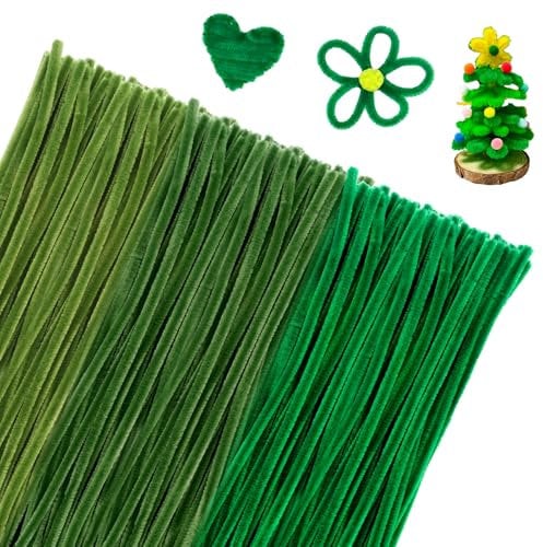 300 Stück Pfeifenreiniger Grün, Pfeifenputzer 3 Verschiedene, Biegbar Pfeifenputzer zum Basteln, 30cm Grün Pipe Cleaner, Plüsch Pfeiffenputzerdraht für Handwerk DIY, Weihnachten Dekorieren