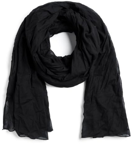 ALLEE DU FOULARD Langer Schal, Schal – 100 % Baumwolle – Größe 110 x 300 cm – Damen und Herren – Länge 3 Meter – Komfort und Fließfähigkeit, Schwarz , Extra long