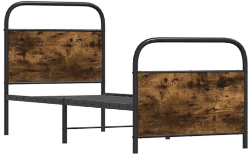vidaXL Bettgestell ohne Matratze 80x200 cm Räuchereiche Holzwerkstoff, Bettrahmen, Bett, Einzelbettrahmen, Schlafzimmermöbel, Einzelbett