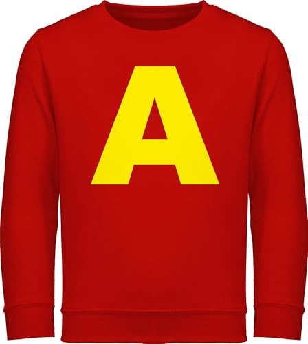 Shirtracer - Sweatshirt Kinder Pullover Jungen Mädchen - & - Kostüm Buchstabe A Streifenhörnchen Chipmunk Alvin I Passend für Karneval I Gruppenkostüm Fasching