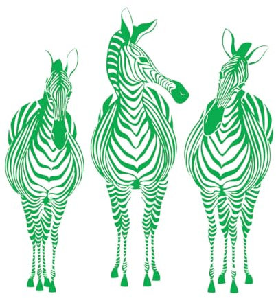 Zebra-Trio, Safria, Tier-Wandaufkleber, für Schlafzimmer, Wohnzimmer, Afrika, Dschungel, Wildtiere, Wandtattoo, Kinderzimmer, Vinyl, klein – 42 x 45 cm