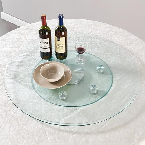Lazy Susan Bandeja Giratoria de Vidrio Templado 50-100cm Grande Plato Giratorio para Mesa de Comedor Redonda Rotación De 360 ° Plato para Servir Placa Giratoria para Restaurante de Hotel Cocina(50cm/2