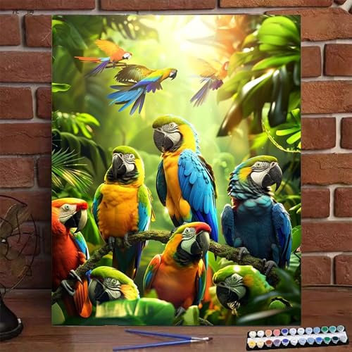 Peinture par Numero Adulte Perroquet, Peinture Numero Adulte Numero D'Art Enfant ou débutants Kit Creatif, Acryliques, avec Pinceaux DIY Artisanat pour Décoration Intérieure, Arbre 100X135 CM I-V