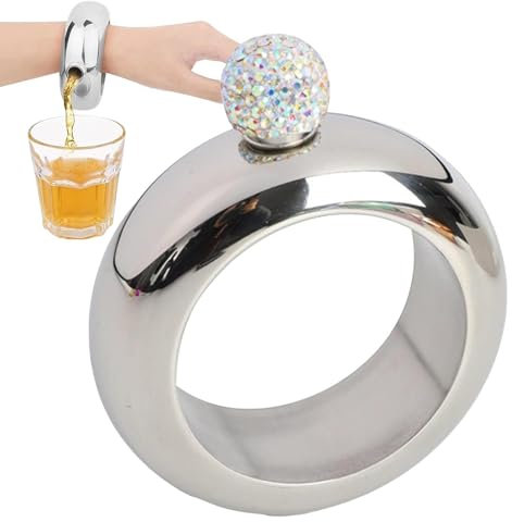 Petaca De Acero Inoxidable Con Forma De Pulsera, 3,5 Oz Petaca De Acero Inoxidable Con Forma De Pulsera, 3,5 Oz | Bonita Petaca Con Forma De Pulsera Para Bailes, Cumpleaños, Whisky Y Festivales De Mús