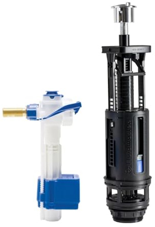 Schwab KIT SET, 747 Füllventil Messingschaft G 3/8 & Spülventil 820 Auslassrohr G2, für Monoblock-Spülkästen (SKU-K-747E-034-P10)