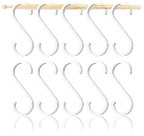 Elkuaie Confezione da 10 ganci a S in alluminio, ganci multiuso a S, ganci bianchi per cucina, bagno, officina, giardino per appendere piante, tazze da caffè, vestiti, pentole e padelle