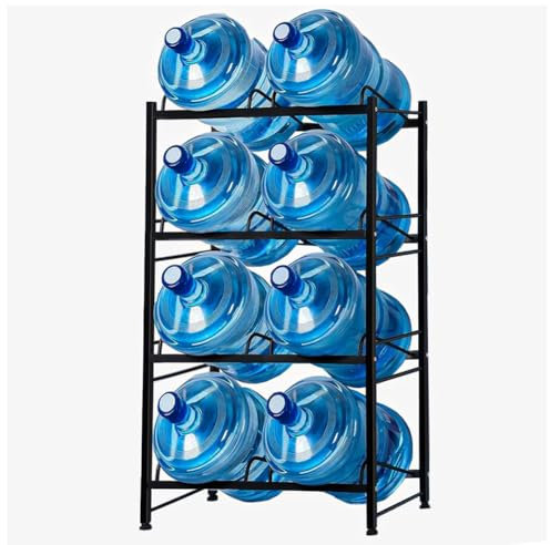 MegLob Rack De Cruche De Refroidisseur D'eau, Porte-Cruche À Eau De 5 Gallons Pour 8 Bouteilles, Porte-Distributeur À 4 Niveaux À 4 Niveaux, Porte-Pichet De 5 Gallons,With wheels