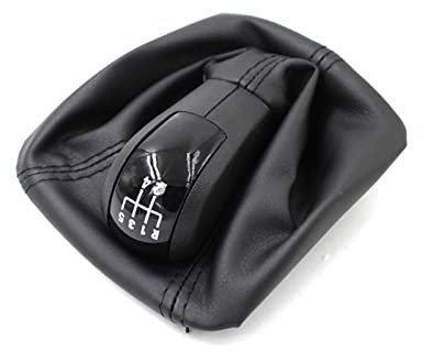 PNMNZTPAP Auto-Gang-Umschaltknopf Schwarzer Lederstiefel 5 Geschwindigkeit Black Mütze Kompatibel for Skoda kompatibel for Octivia II Schaltknauf