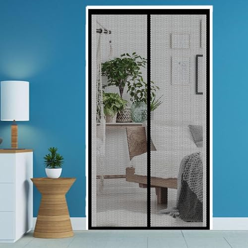 Moustiquaire Porte Fenêtre Aimantée 76 x 194 cm Rideau Anti Mouche Fermeture Automatique Installation Facile Sans Outils pour Porte de Balcon, de Cave et de Terrasse, Noir