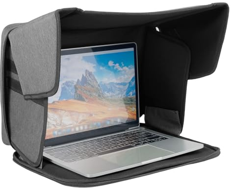 KTCINA Laptop Sun Shade, Foldable Laptop Desk Shade Fits 12-14 Laptops, Foldable Outside Laptops Tent Outdoor Travel Ipad Sun Protector Cover Blocks Sunlight, Protects Privacy