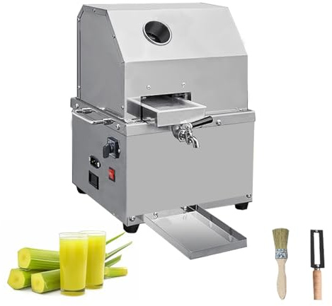 Máquina exprimidora de caña de azúcar de 3 rodillos, prensa eléctrica, material de acero inoxidable, presión ajustable y puerto de alimentación engrosado, pantalla de filtro de alta densidad(A)