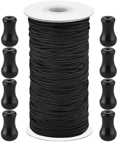 SOPOTUTU Accesorios para Persianas Verticales con Cuerda Negra 1 Juego | Poliéster y Pom, Uso Interior Decorativo, Restauración y Adaptabilidad para Cortinas y Persianas