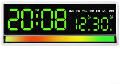 Hosrivae Digitaler Wecker, LED-Uhr, Tonabnehmer, mehrfarbiger Bildschirm, Temperaturkalender, automatisches Dimmen, USB-Eingang, für Mini-Schreibtischuhr für Zuhause, Schlafzimmer, Büro, Dekoration (C