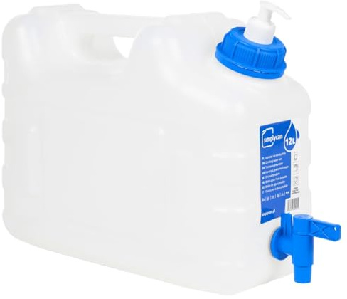 Ziaphsol Serbatoio dell'acqua da 10 litri con rubinetto e dispenser di sapone in plastica HDPE, tanica impilabile per campeggio, feste in giardino, viaggi di emergenza, con maniglia per il trasporto