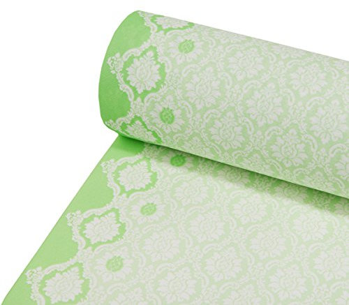 Sovie HORECA Airlaid Tischläufer Mandy in APFELGRÜN, 40 cm x 24 m, 1 Stück, perforiert alle 120 cm, Ornament-Blütendesign, hochwertige Einweg-Tischdekoration