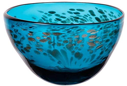 CRISTALICA Obstschale Servierschale Glas Schale Orient Blau Bronze 15 cm