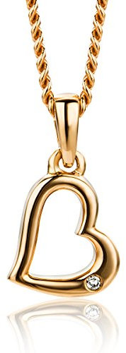 MIORE Schmuck Damen 0.01 Ct Diamant Halskette mit Kettenanhänger Herz und Solitär Diamant, Kette aus Rotgold 9 Karat / 375 Gold