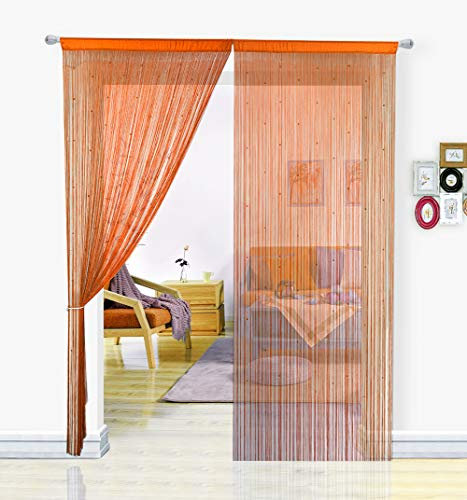 HSYLYM, Perlenvorhang für Türen, Wohnzimmer, als Raumteiler oder Dekoration, Polyester, Orange, 90x200cm