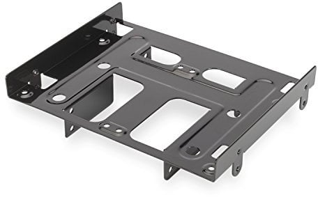 Ewent EW7002 Support Adaptateur pour 4 HDD/SSD 2.5 ou 1 HDD 3.5 + 2 HDD/SSD 2.5 sur boîtier Slot PC 5.25, vis incluses, Noir