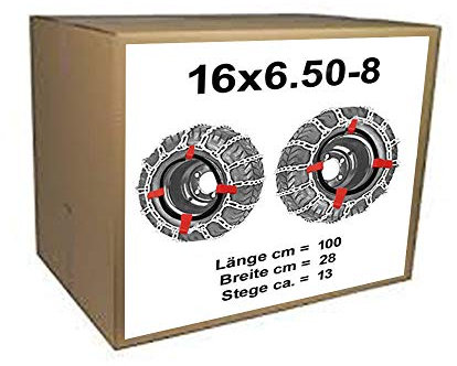 16x6.50-8 Schneeketten + Spanner für Rasentraktor Aufsitzmäher 16 x 6.50-8 und 165/60-8 170/60-8
