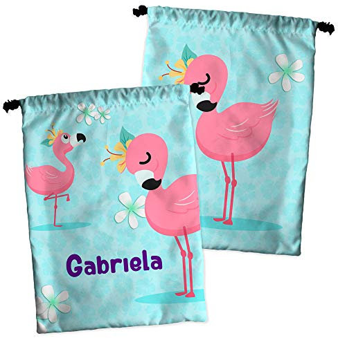 LolaPix Bolsa merienda Personalizada. Bolsa Tela Guarderia Personalizada. Regalo Personalizado con Nombre. Varios diseños. Baby Flamenco