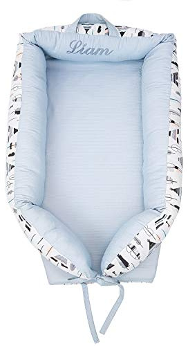 Überzüge und Wendbar Multifunktionale Kuschelnest, Babynest Kuschelnest oder Babynestchen Kuchelnest Personifizierte MIT NAME. Verfügbar in mehreren Modellen (Tipis und Federn)