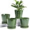 Buymax Lot de 4 Pots de Fleurs d'intérieur en céramique de 12,7 cm avec Trou de Drainage et Plateau en céramique – Jardinage, Maison, Bureau, décoration de Rebord de fenêtre, Cadeau – Plantes Non