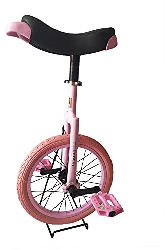 JLXJ Einrad Einrad Fahrrad für Unisex-Kinder, 16 Zoll Verstellbarer Sitz Einrad Fahrrad für Fitness Im Freien, Auslaufsicheres Butylreifenrad, Belastung: 150 Kg (Color : Pink)