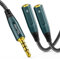 SOLMIMI Cable divisor de audio en Y, 3,5 mm, TRRS de 4 pines, conector TRRS a dos conectores TRRS (audio y micrófono), adaptador divisor estéreo para auriculares, altavoces, ordenador portátil,