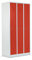 Schrank & Stuhl Spind – Metallspind mit 3 Abteilen in 180 x 90 x 50 cm, Schließfachschrank mit Hutboden & Drehriegelverschlüssen, Lieferung komplett montiert, Grau/Rot