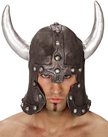 Maskworld Kriegerhelm mit Hörnern aus Latex - Verkleidung Kostüm-Accessoire für Karneval, Halloween & Motto-Party