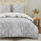BEDSURE Bettwäsche 200x200 Baumwolle Bettbezug - Bettwäsche-Sets 200 x 200 cm 3teilig Grau mit 2 Kissenbezüge 80x80 cm, ÖKO-TEX Wendebettwäsche Bedding mit Reißverschluss Ginkgo Muster