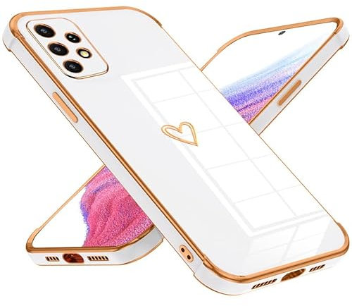 Keteen Handyhülle für Samsung Galaxy A53 5G Hülle Cute Herz Muster Mädchen Galvanisierte Kameraschutz Weich TPU Silikon Schutzhülle Ultra Dünn Case Stoßfeste Hülle für Samsung Galaxy A53 5G, Weiß