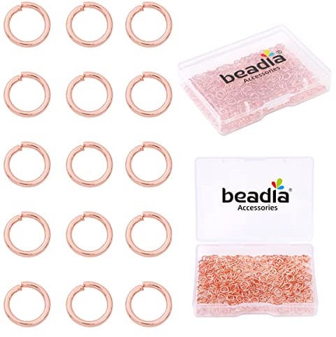 BEADIA Rose Gold Plated Jump Rings Non Tarnish 5mm 400pcs for Jewelry Making Findings