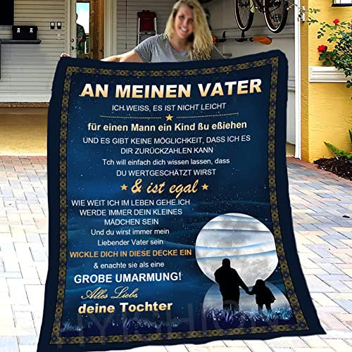 ACCZ Kuscheldecke Flauschige Personalisierte Decke Geschenke An Meine Papa, Tochter für Vater Luftpost Positiv Ermutigen Decke(deutsch), Super Weiche Decke Flanell,150 * 200cm