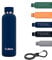 Exllena Insulated Water Bottles 500ml with Clip, Double Wall Vacuum Drinks Bottle Keeps Drinks Cold 24 Hrs/Hot 12 Hrs, Stainless Steel Water Bottle BPA Free (Dark Blue)