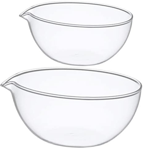 Luxshiny Glass Dipping Bowls Glass Dessert Bowls Baking Bowl 2pcs Mixing Bowl with Spout, Sauce Bowl Small Baking Bowls for Kitchen Restaurant Dessert Bowls Pasta Holder Glass Bowl