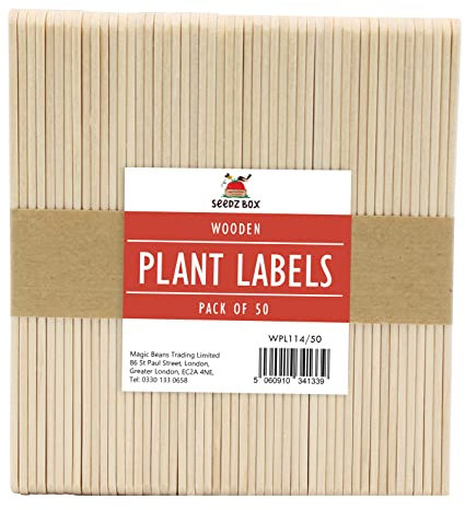 Wooden Plant Labels for Outdoor and Indoor Plants - 50 x Premium Birch Plant Labels - Mark with Pencil Ball-Point or Marker Pen - Less Smudging - Seedzbox
