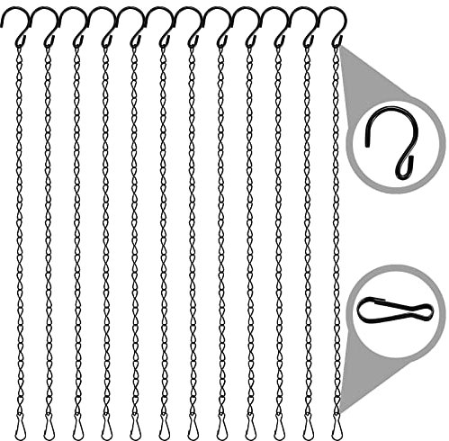 MICREEN 12 Pezzi Metallo Catena Sospesa, 50cm Catene da Appendere con Ganci, Appesa Pianta Catena per Fioriere, Lanterne, Ornamenti e Mangiatoie per Uccelli