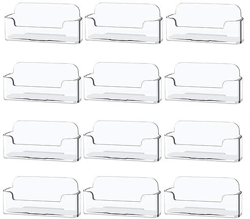 CAASFOOY Lot de 12 porte-cartes de visite en plastique transparent pour cartes de visite de bureau - Pour cartes de visite de 30 à 40 cartes de visite